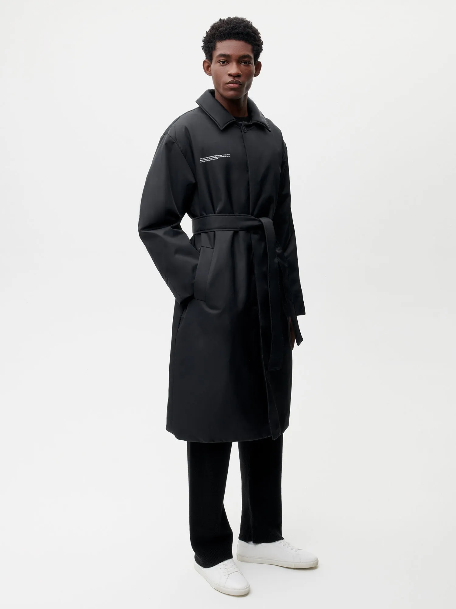 Mens Flower-Warmth Trench Coat—black sold by Pangaia product image thumbnail 2