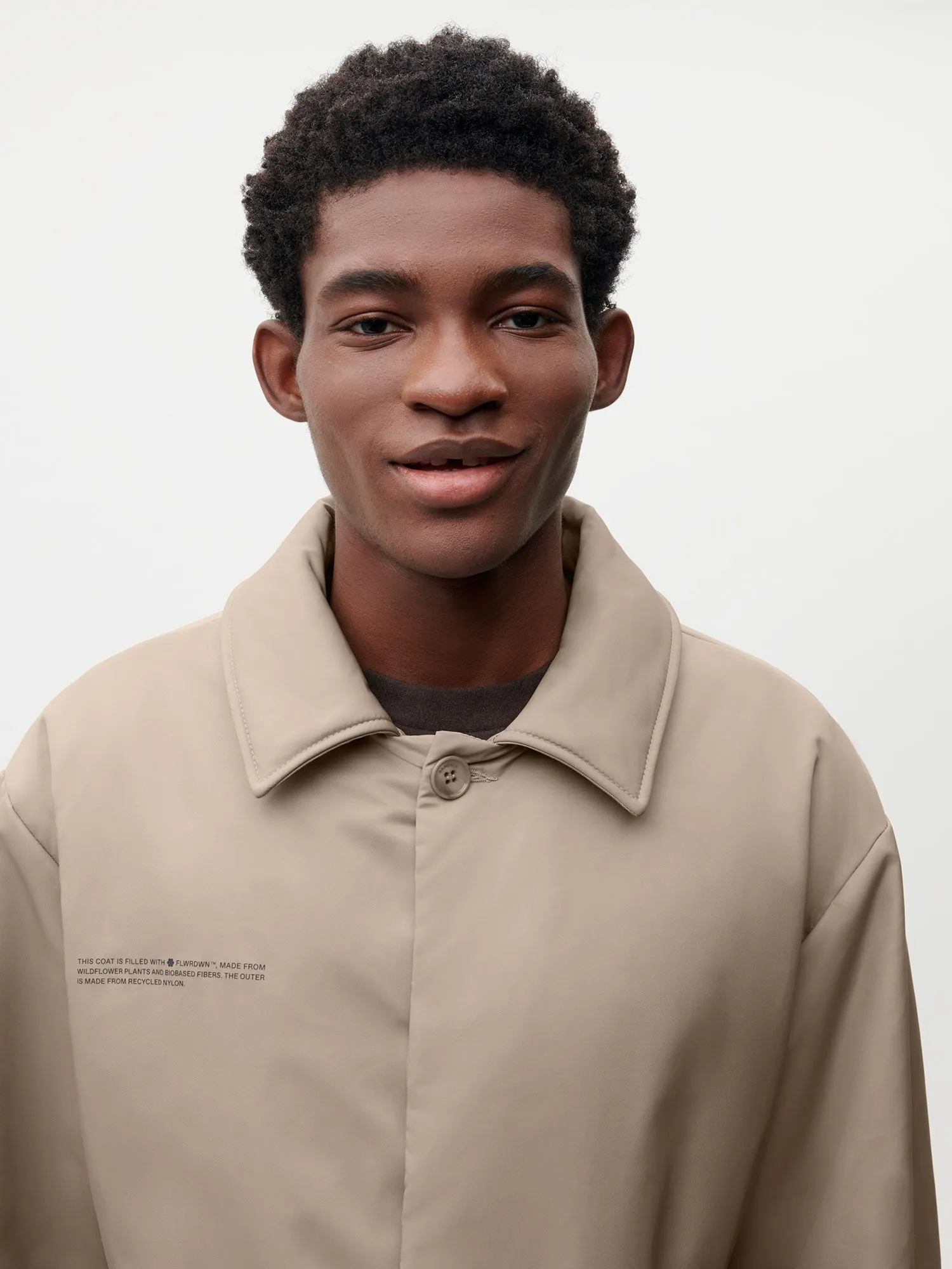 Mens Flower-Warmth Trench Coat—taupe sold by Pangaia product image thumbnail 4