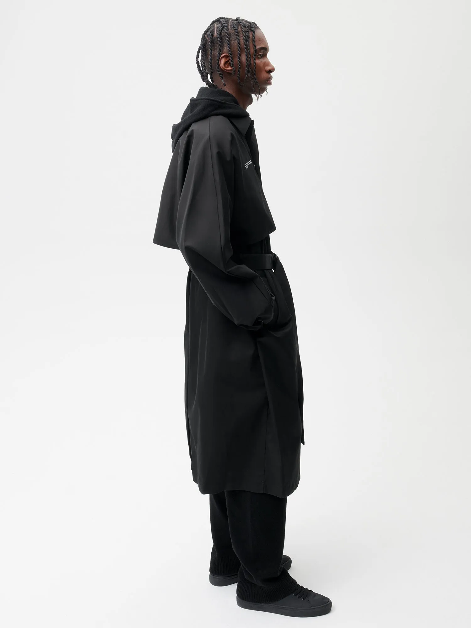 Mens Organic Cotton Trench Coat—black sold by Pangaia product image thumbnail 4
