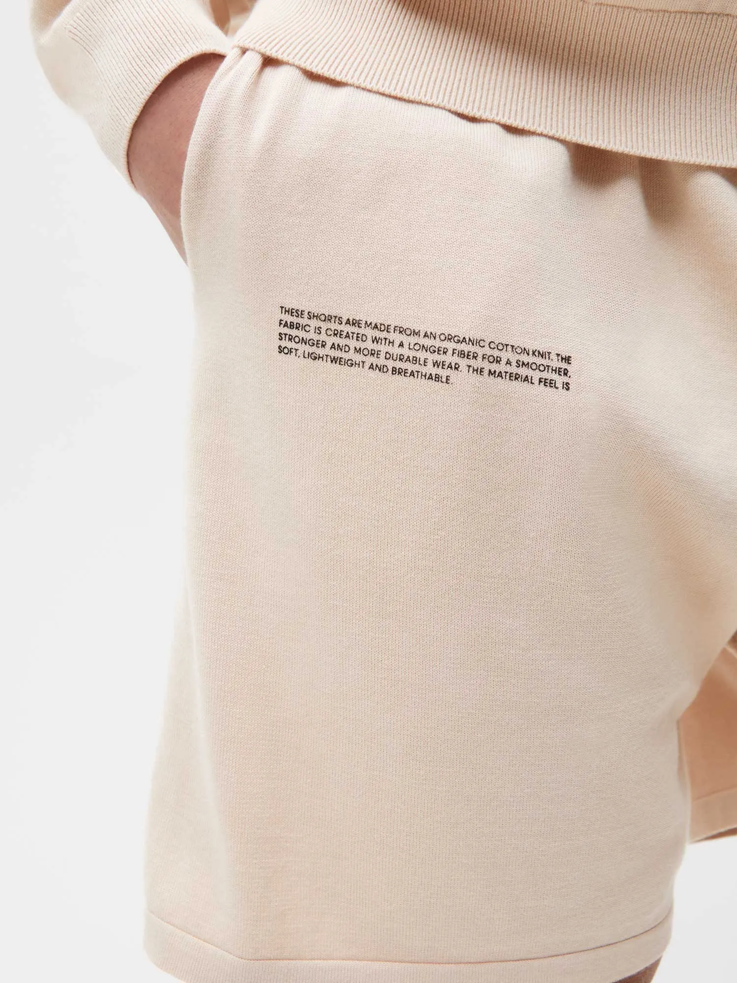 Mens Archive Organic Cotton Knit Shorts—sand sold by Pangaia product image thumbnail 3