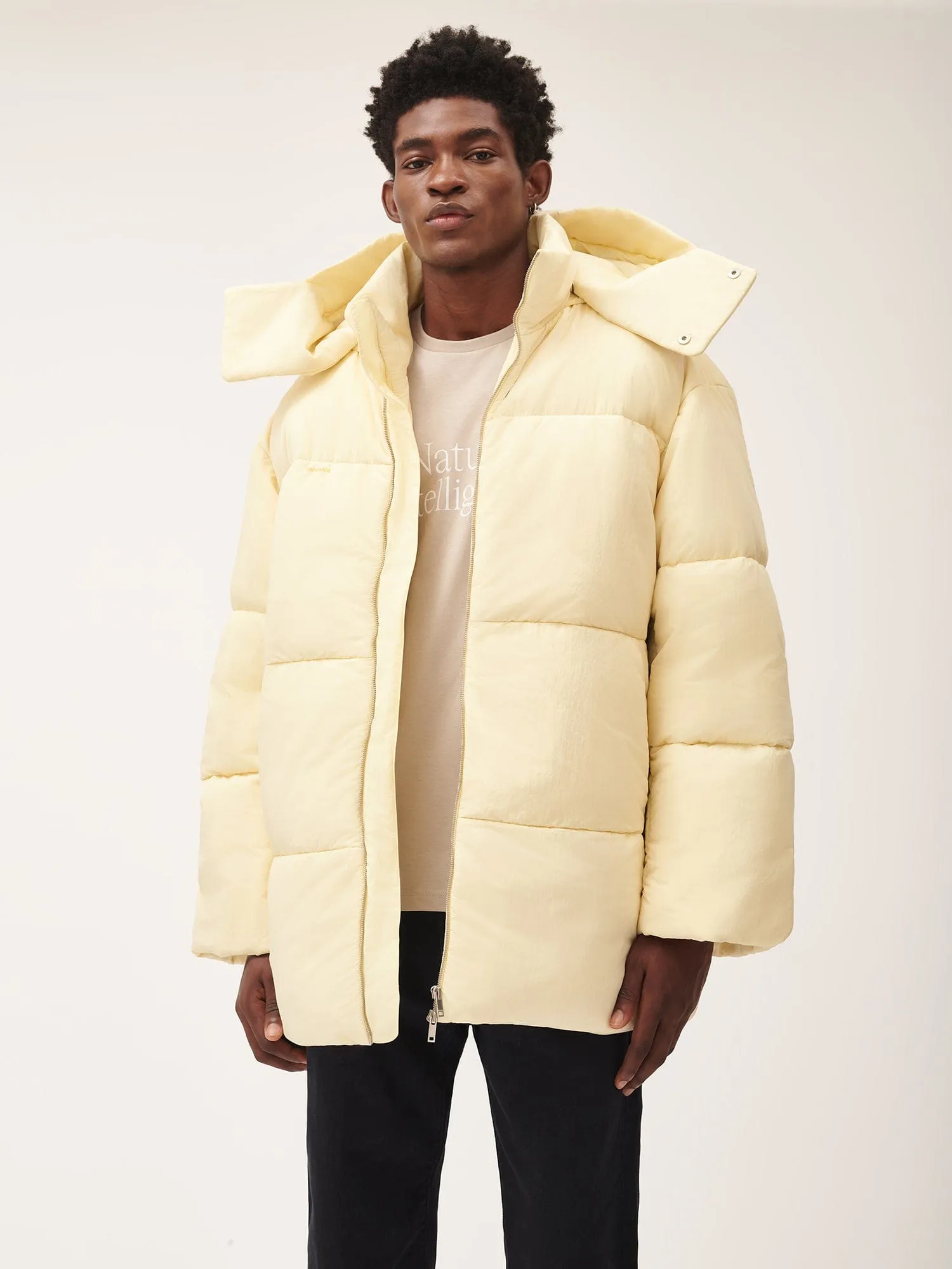 Mens Flower-Warmth Recycled Nylon Long Puffer—rind yellow sold by Pangaia product image thumbnail 4