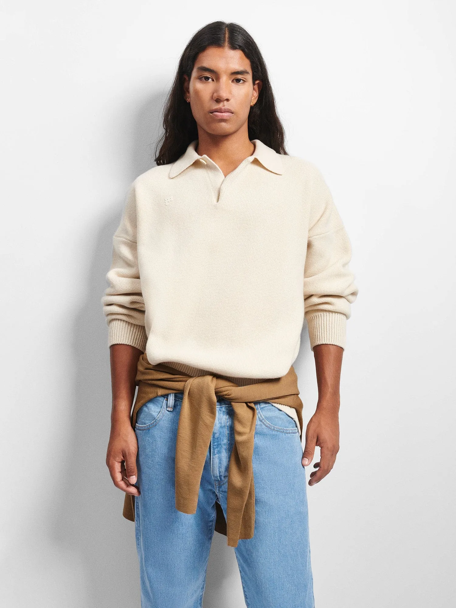 Mens Recycled Cashmere Polo Sweater—ecru ivory sold by Pangaia product image thumbnail 3