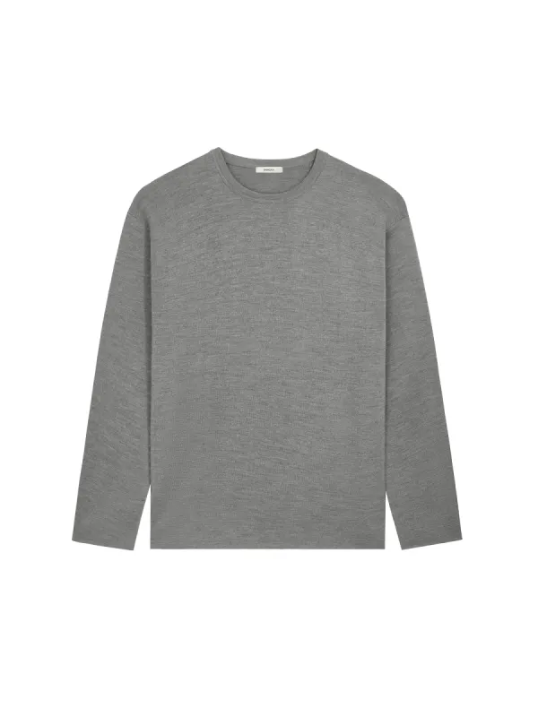 Mens Regenerative Merino Wool Sweater—grey marl sold by Pangaia