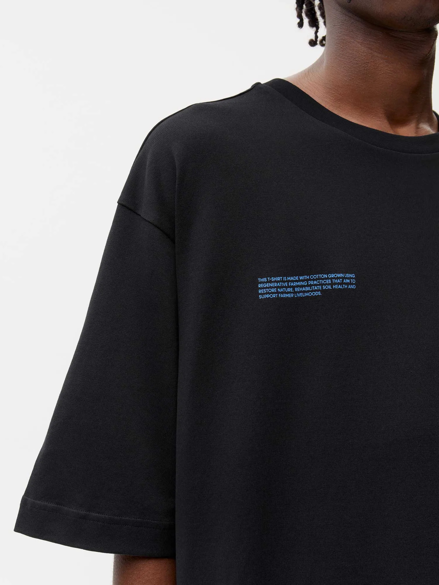 Mens In Conversion Cotton Boxy T-shirt—black sold by Pangaia product image thumbnail 3