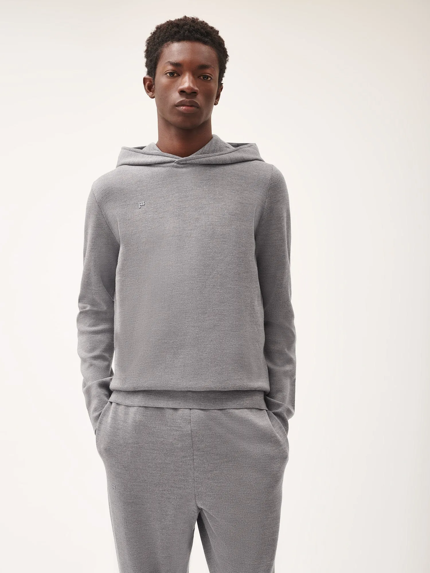 Mens Regenerative Merino Wool Hoodie—grey marl sold by Pangaia product image thumbnail 2