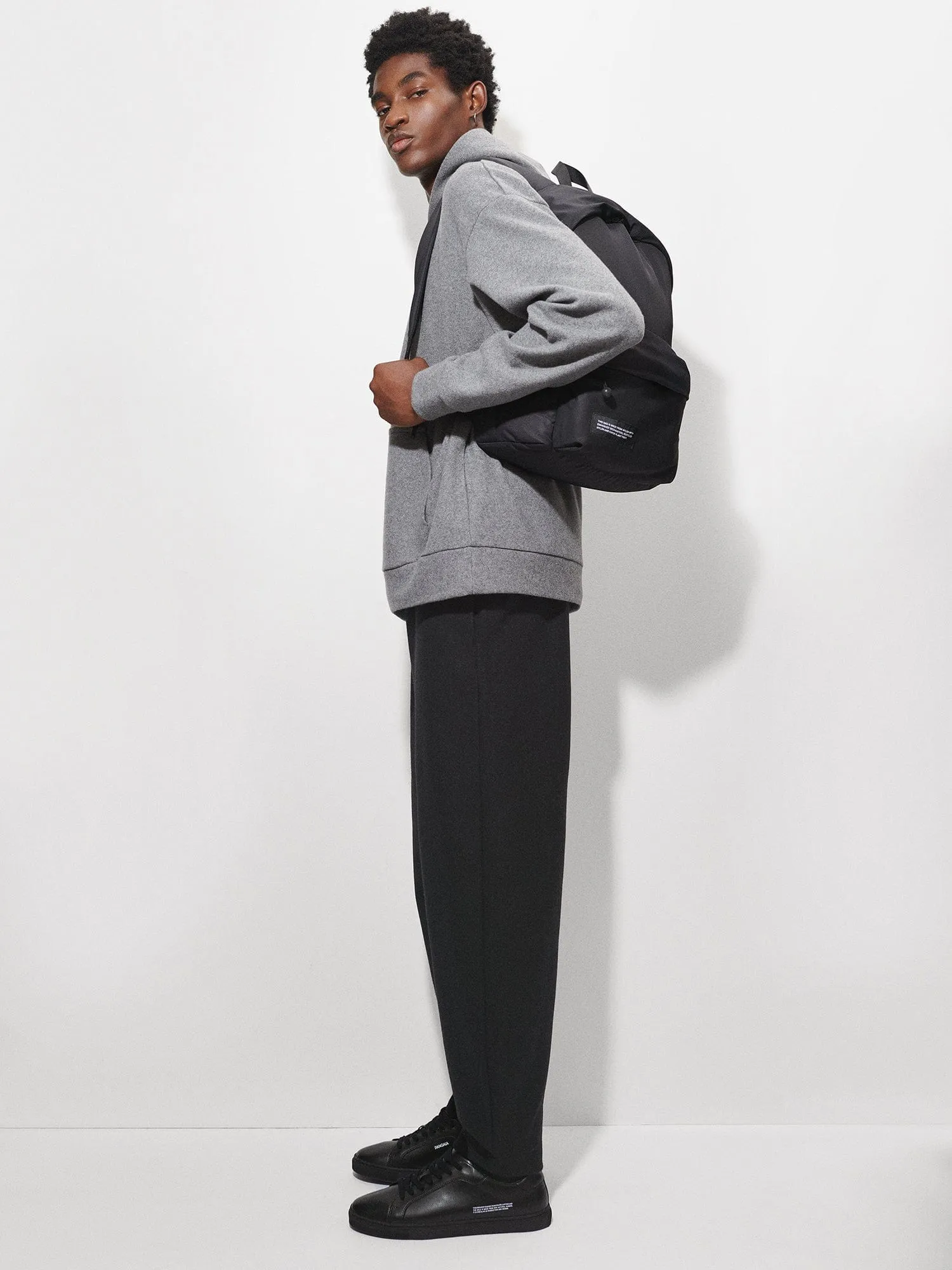 Mens Recycled Wool Jersey Barrel-Leg Track Pants—black sold by Pangaia product image thumbnail 3