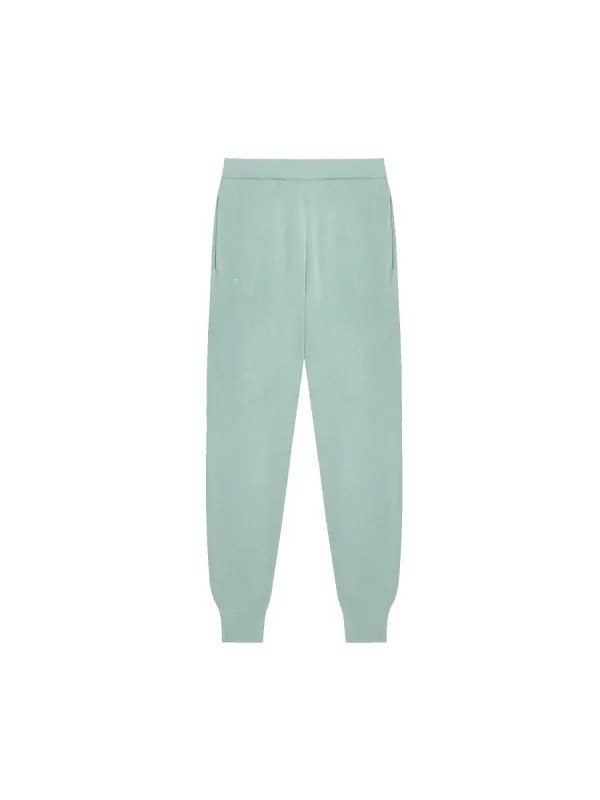 Mens Regenerative Merino Wool Track Pants—eucalyptus blue sold by Pangaia