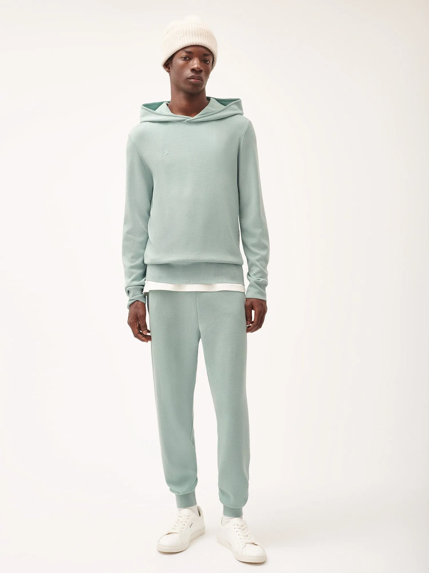 Mens Regenerative Merino Wool Track Pants—eucalyptus blue sold by Pangaia product image thumbnail 2