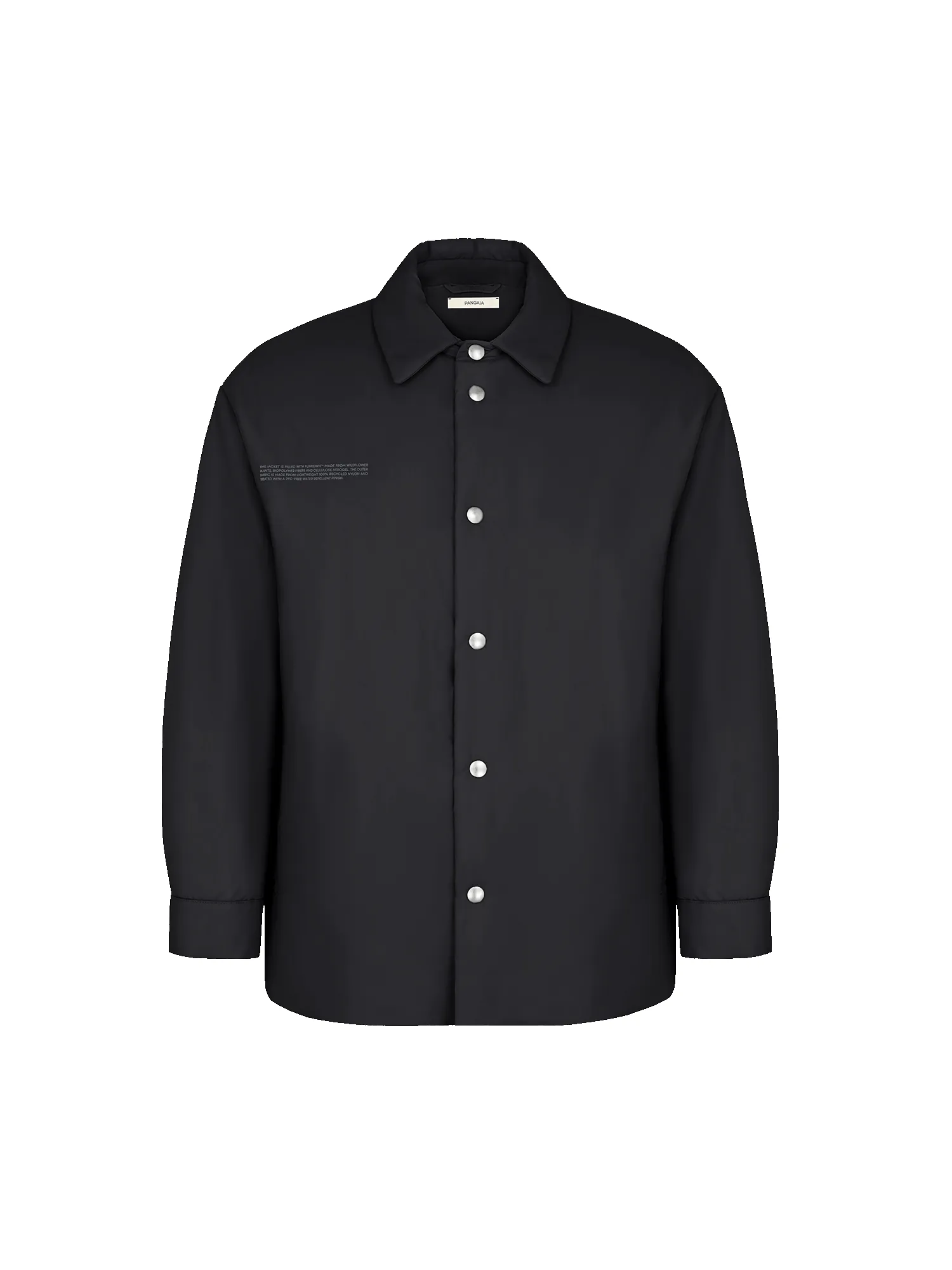 Mens Flower-Warmth Padded Overshirt—Black sold by Pangaia