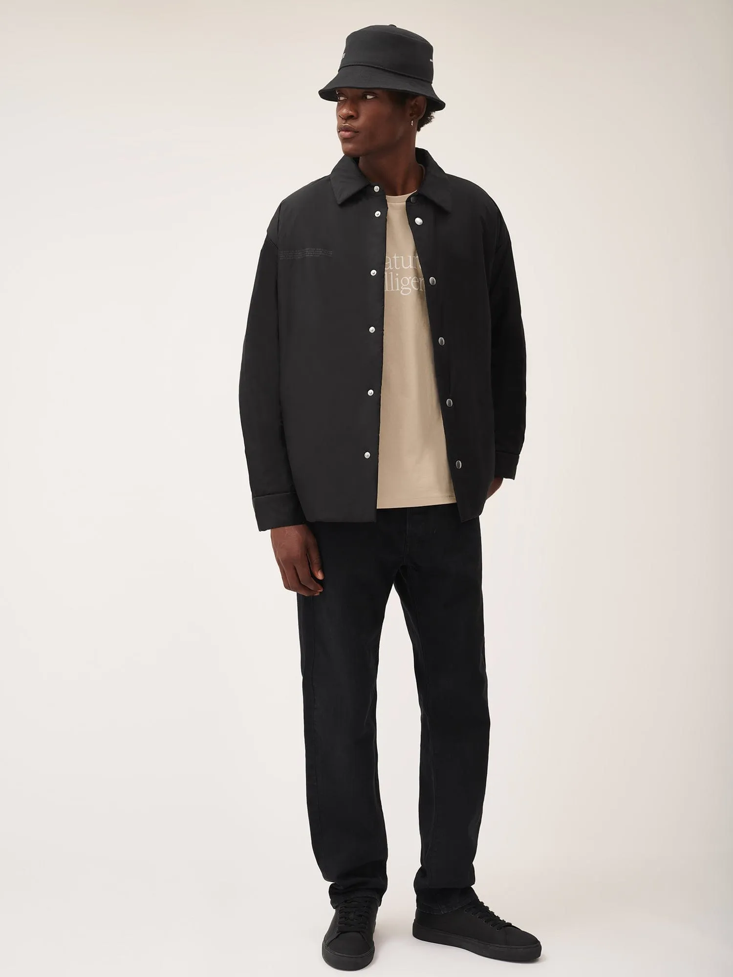 Mens Flower-Warmth Padded Overshirt—Black sold by Pangaia product image thumbnail 3