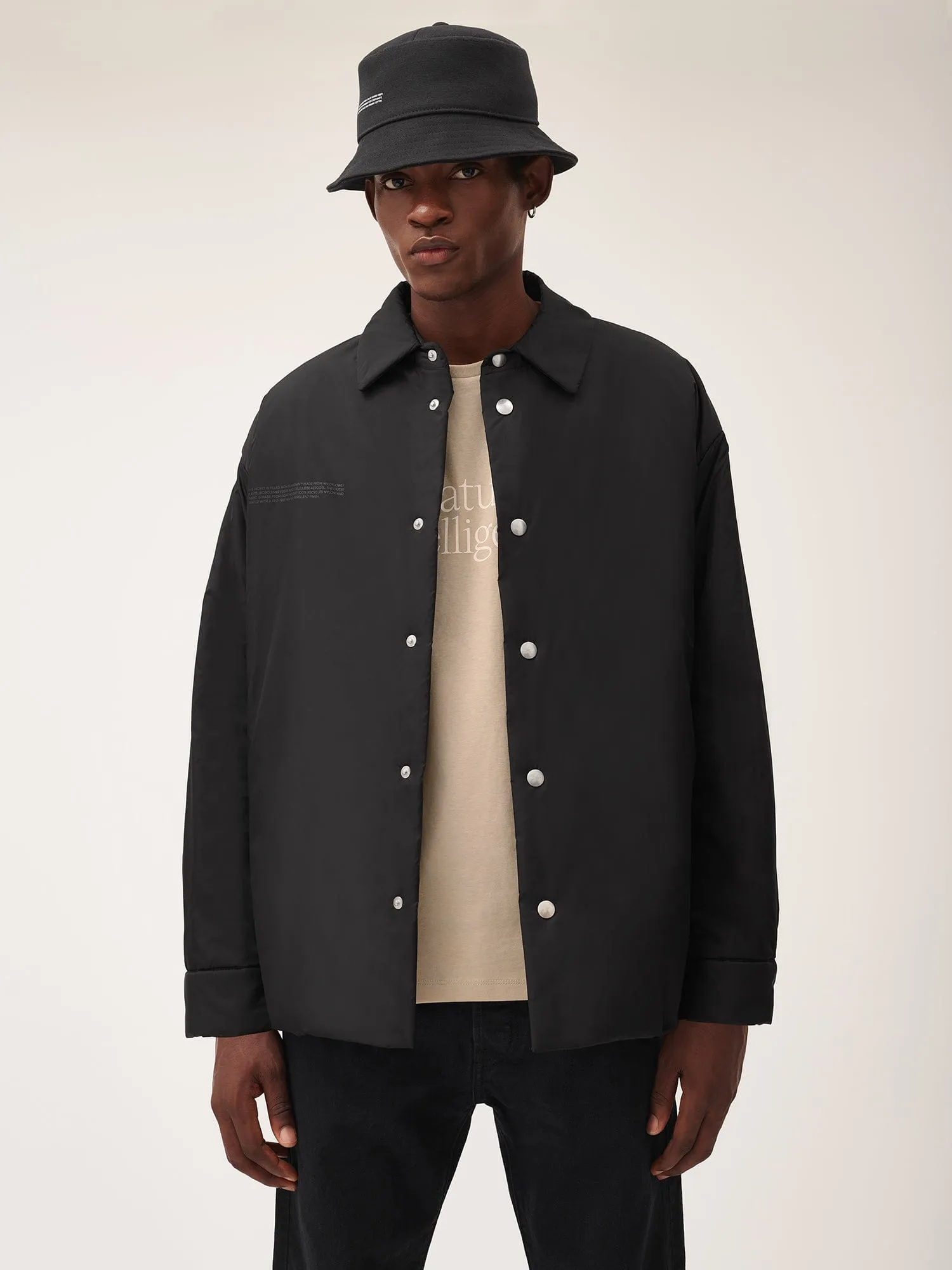 Mens Flower-Warmth Padded Overshirt—Black sold by Pangaia product image thumbnail 2