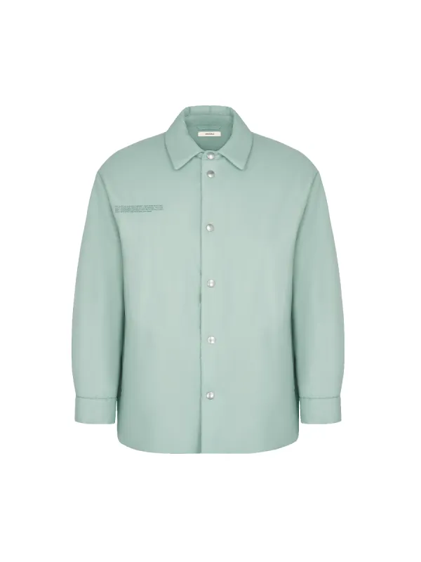 Mens Flower-Warmth Padded Overshirt—Eucalyptus Blue sold by Pangaia