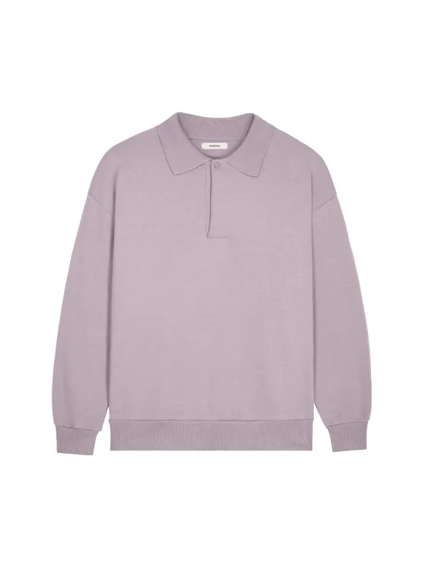 Mens DNA Heavyweight Polo Sweatshirt—raisin purple sold by Pangaia