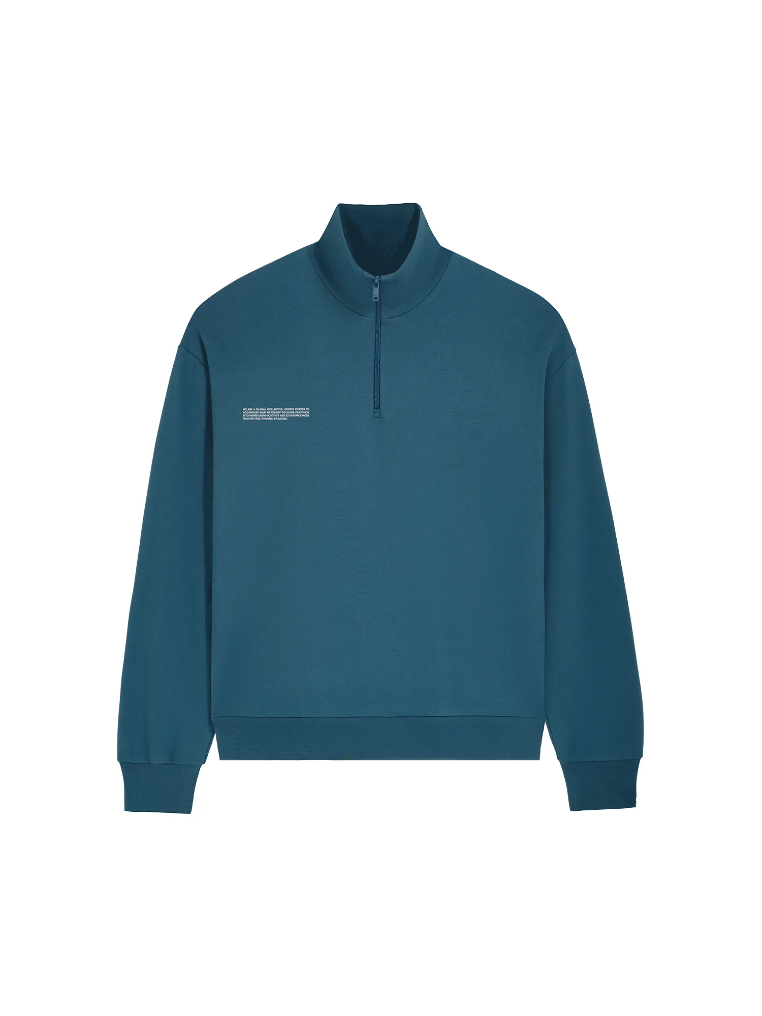 Mens Double Jersey Half Zip Sweatshirt—storm blue sold by Pangaia