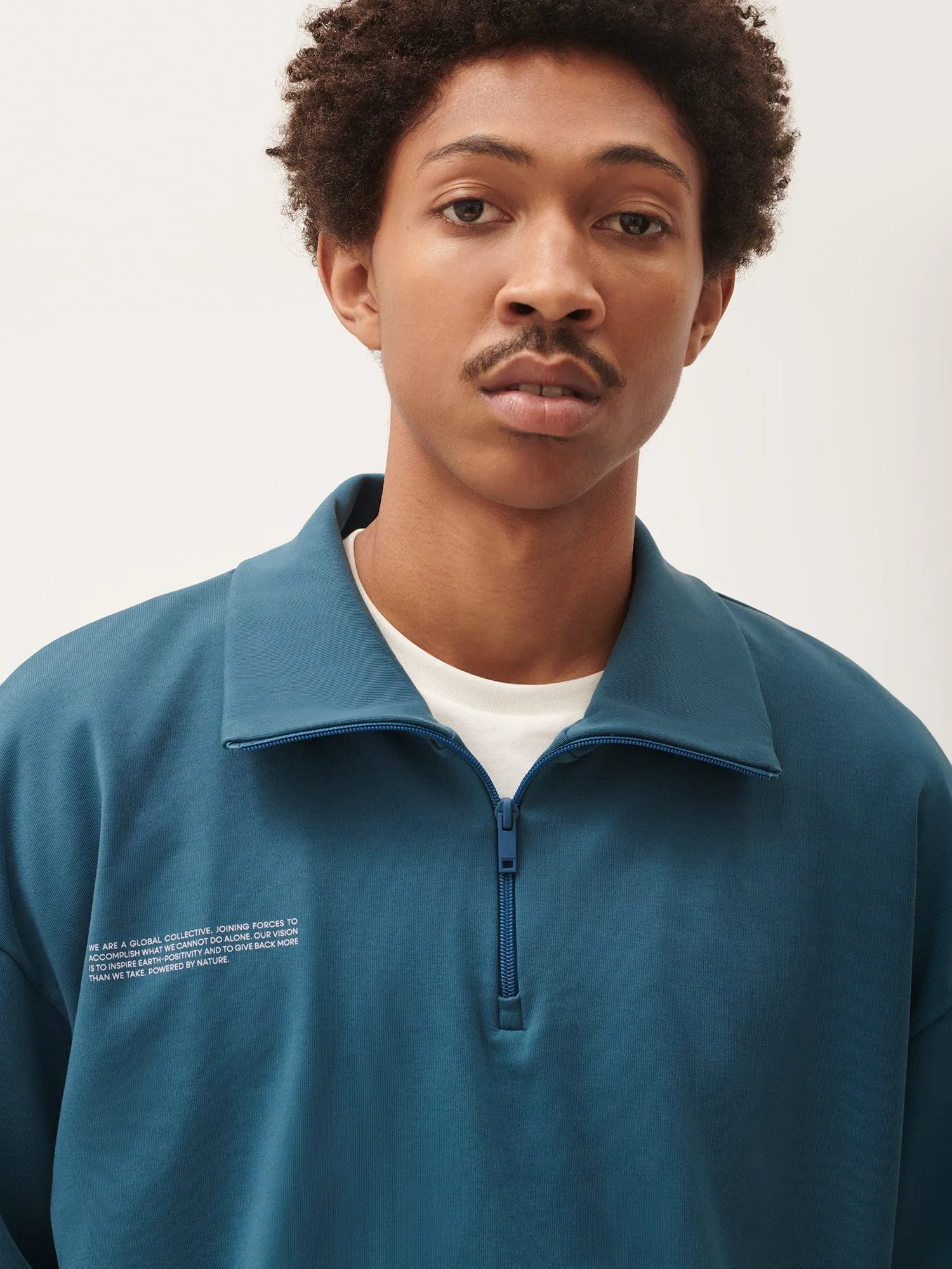 Mens Double Jersey Half Zip Sweatshirt—storm blue sold by Pangaia product image thumbnail 2