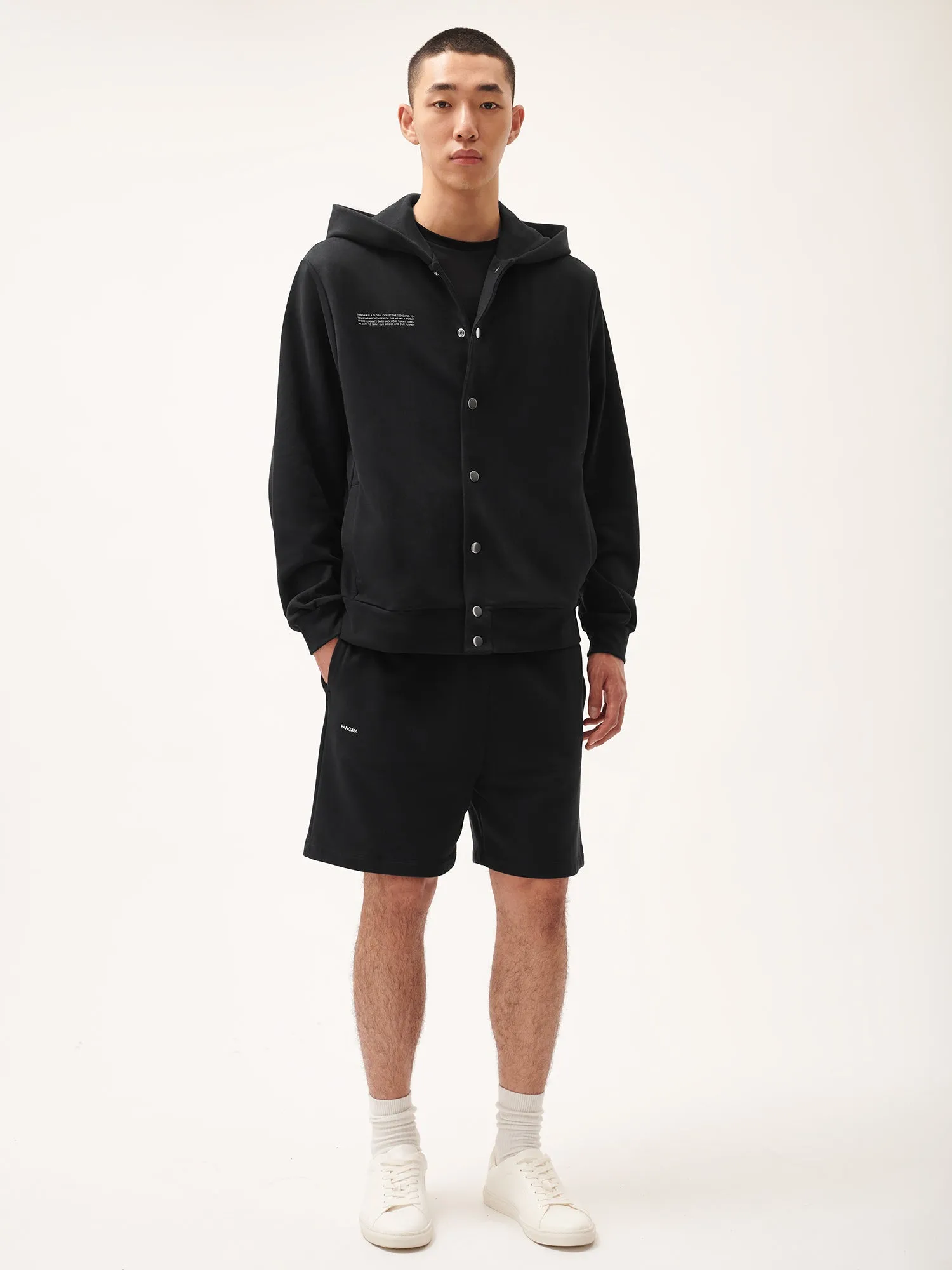Mens 365 Midweight Snap Button Hoodie—Twilight Black sold by Pangaia product image thumbnail 3