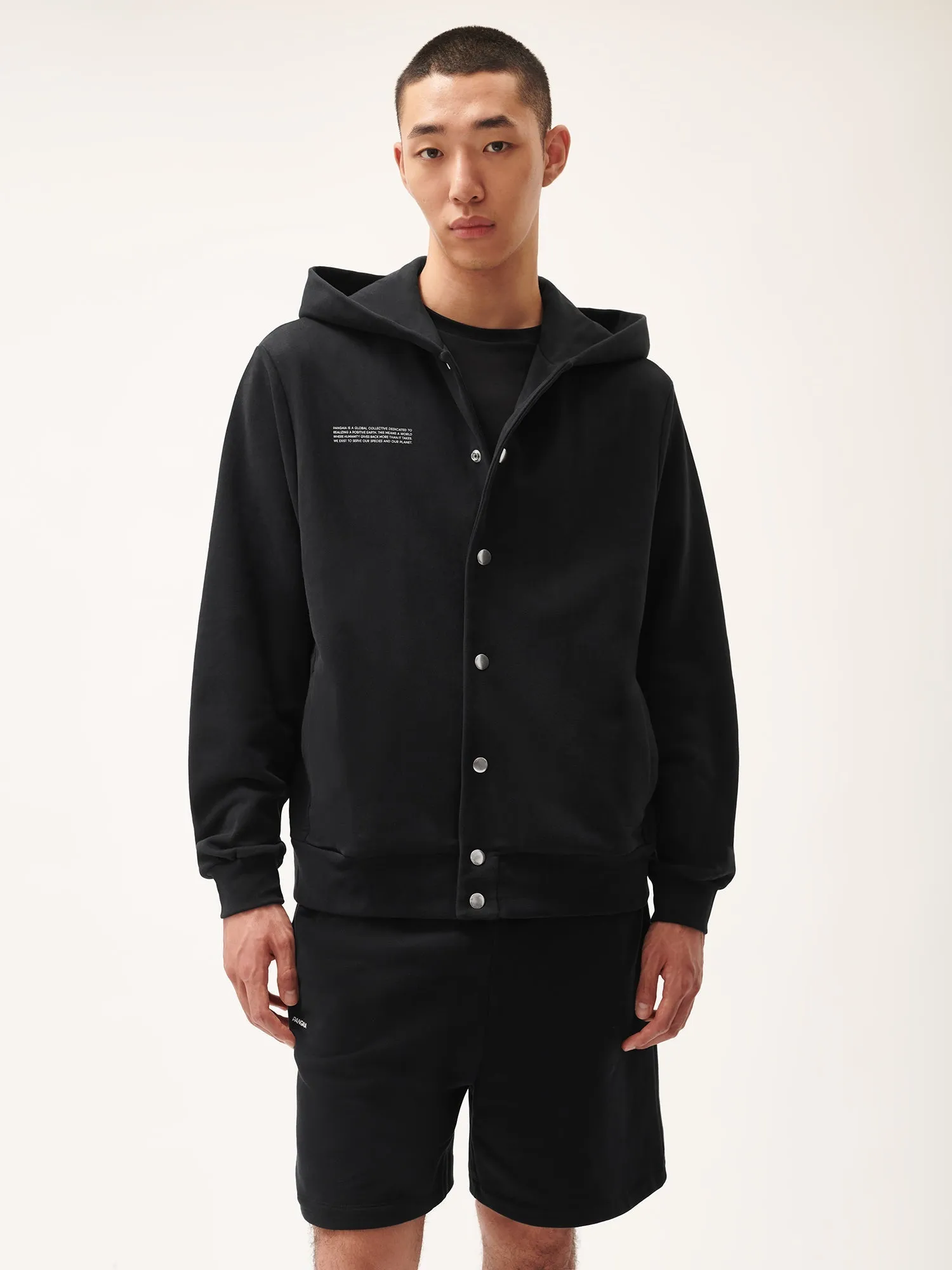 Mens 365 Midweight Snap Button Hoodie—Twilight Black sold by Pangaia product image thumbnail 2