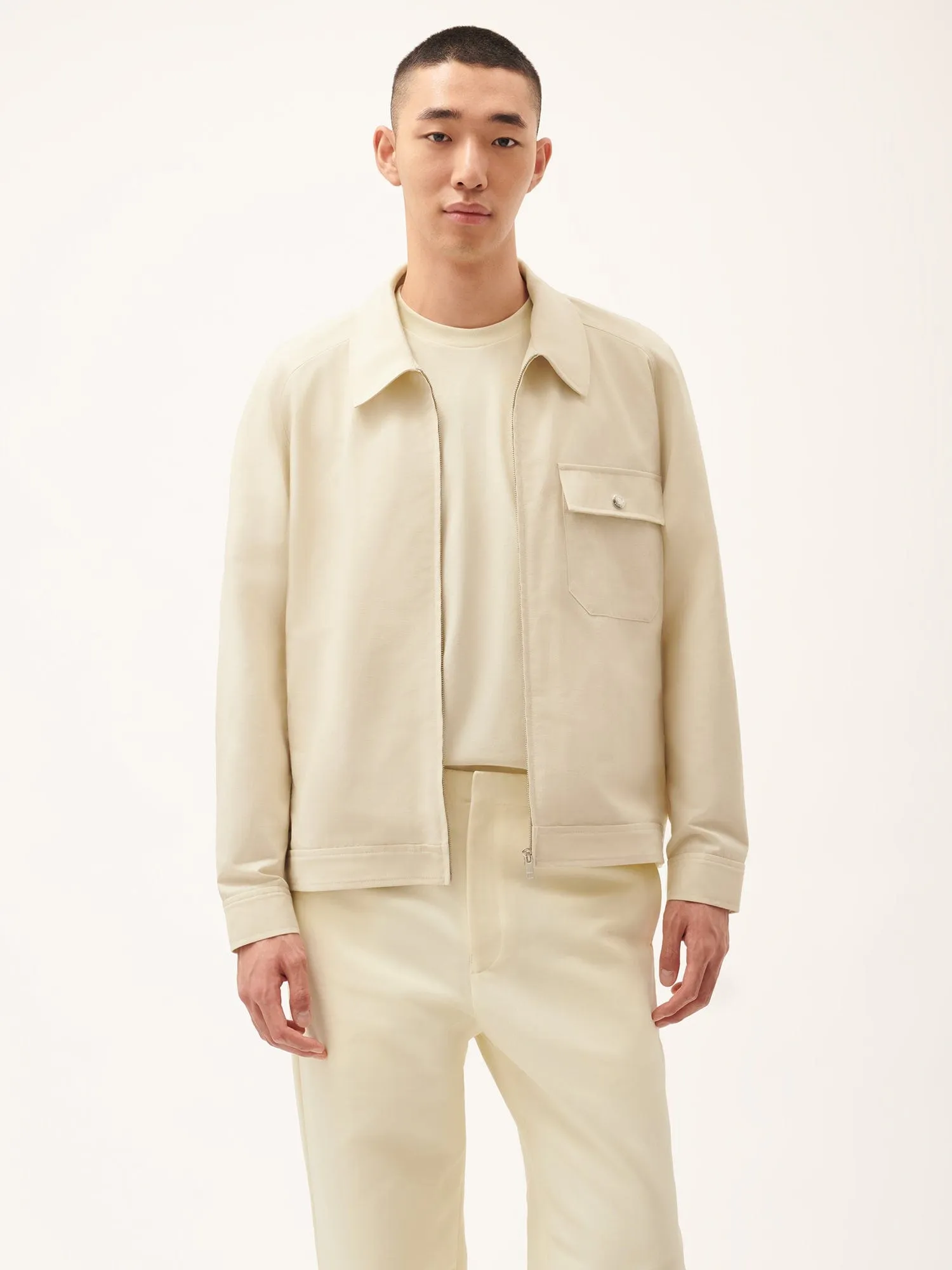 Mens DNA Cotton Linen Harrington Jacket—travertine beige sold by Pangaia product image thumbnail 2