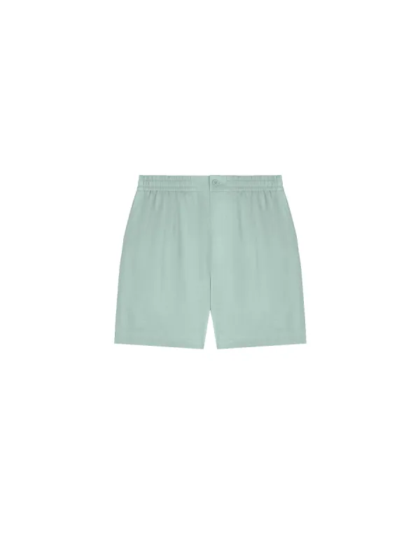 Mens Aloe Linen Mid Length Shorts—eucalyptus blue sold by Pangaia