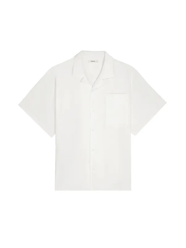 Mens Aloe Linen Camp Collar Shirt—off-white sold by Pangaia