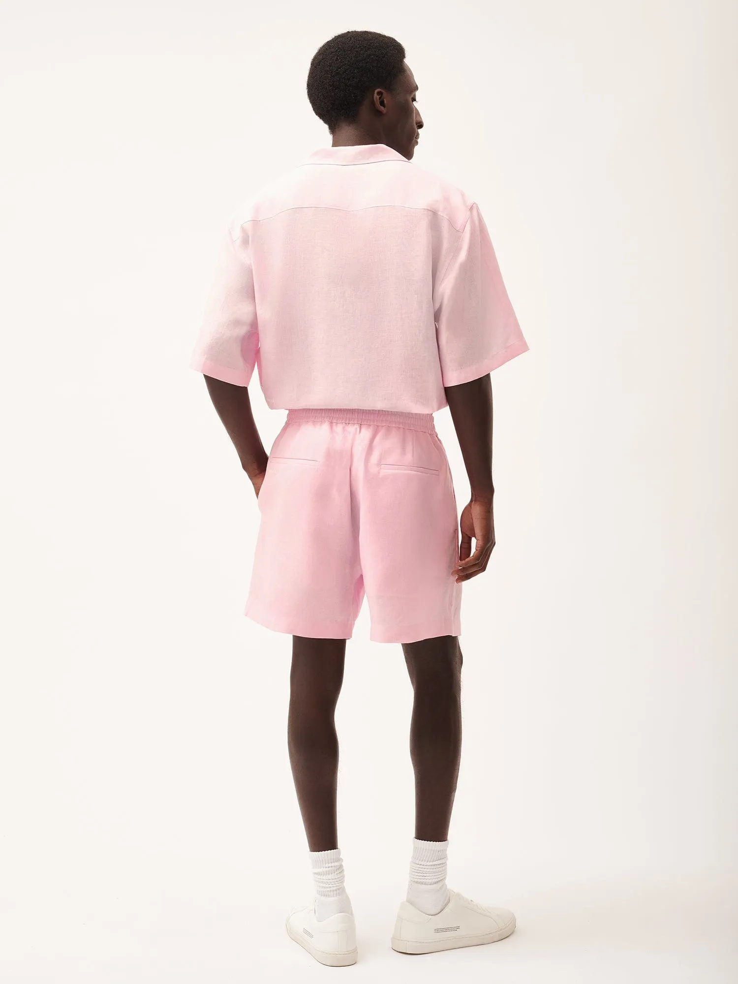Mens Aloe Linen Mid Length Shorts—magnolia pink sold by Pangaia product image thumbnail 3