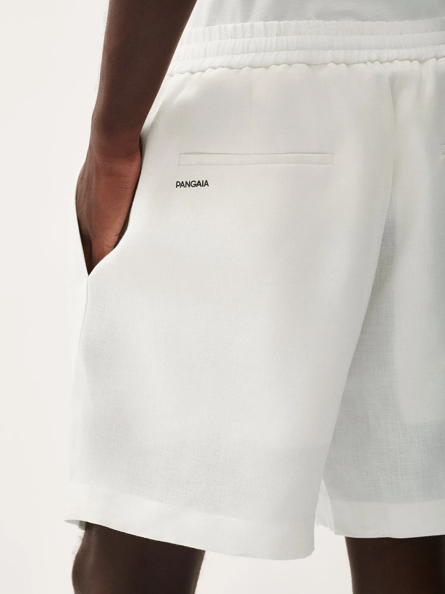 Mens Aloe Linen Mid Length Shorts—off-white sold by Pangaia product image thumbnail 5