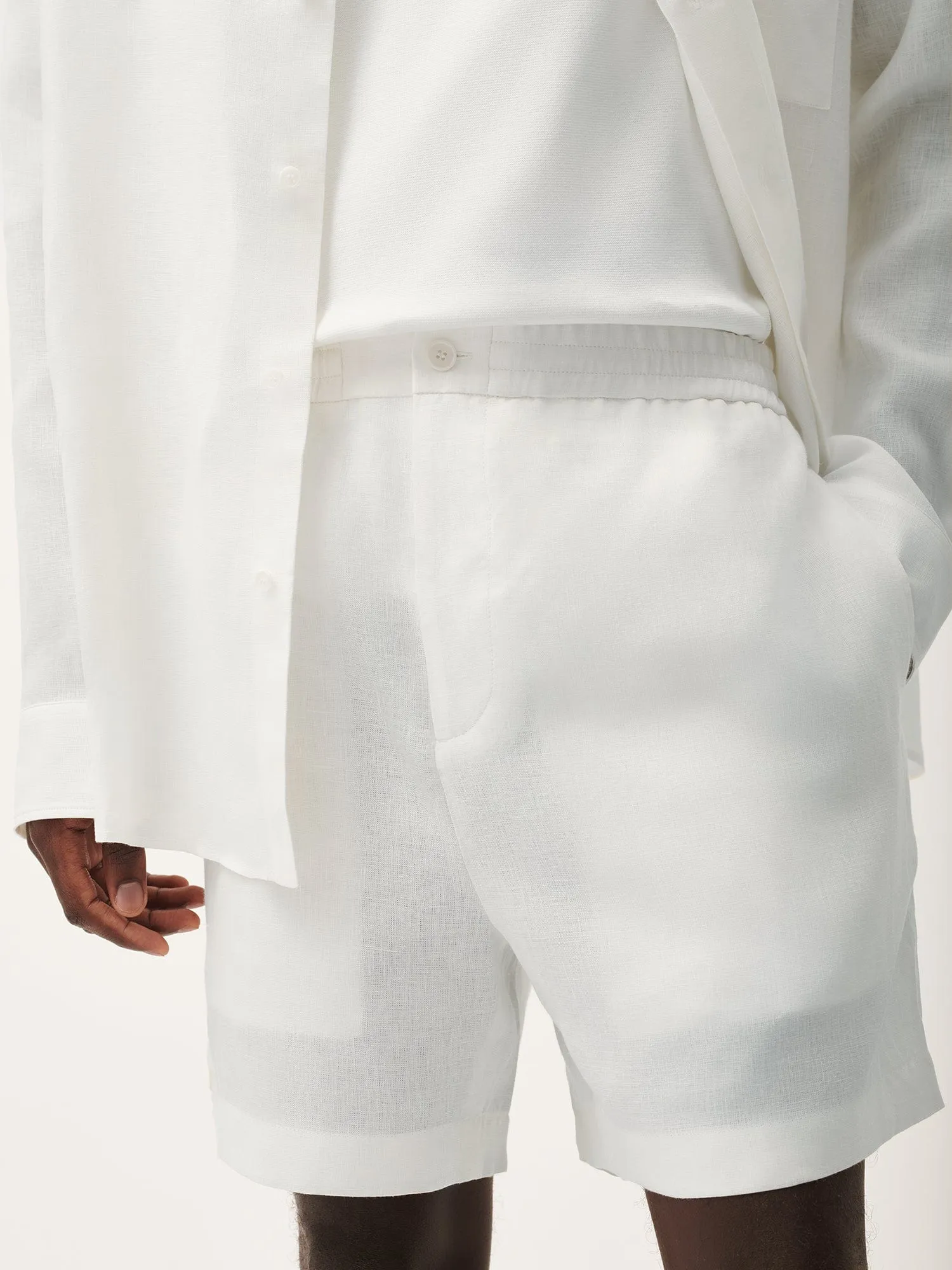 Mens Aloe Linen Mid Length Shorts—off-white sold by Pangaia product image thumbnail 4