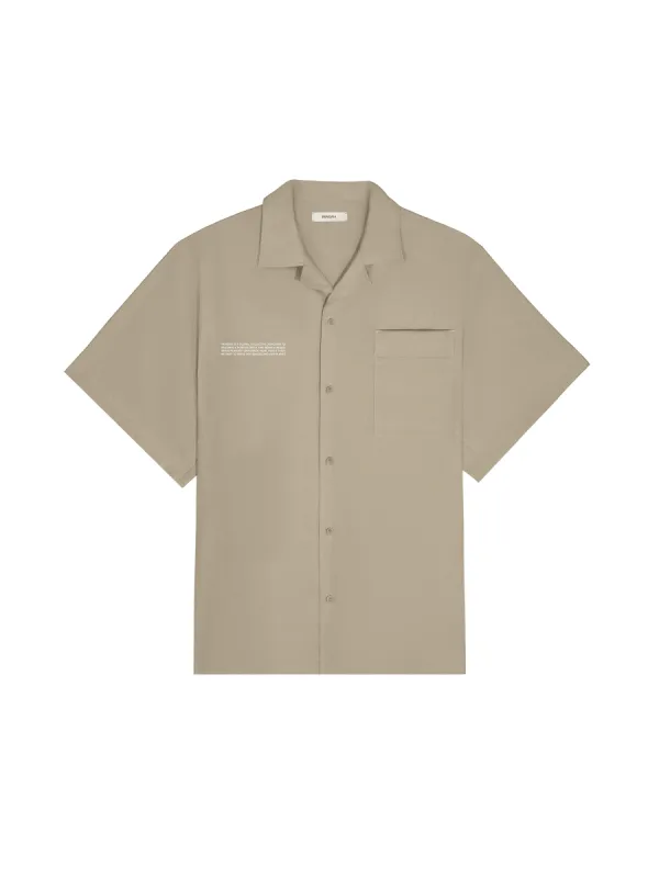 Mens DNA Linen Camp Collar Shirt—cliff beige sold by Pangaia