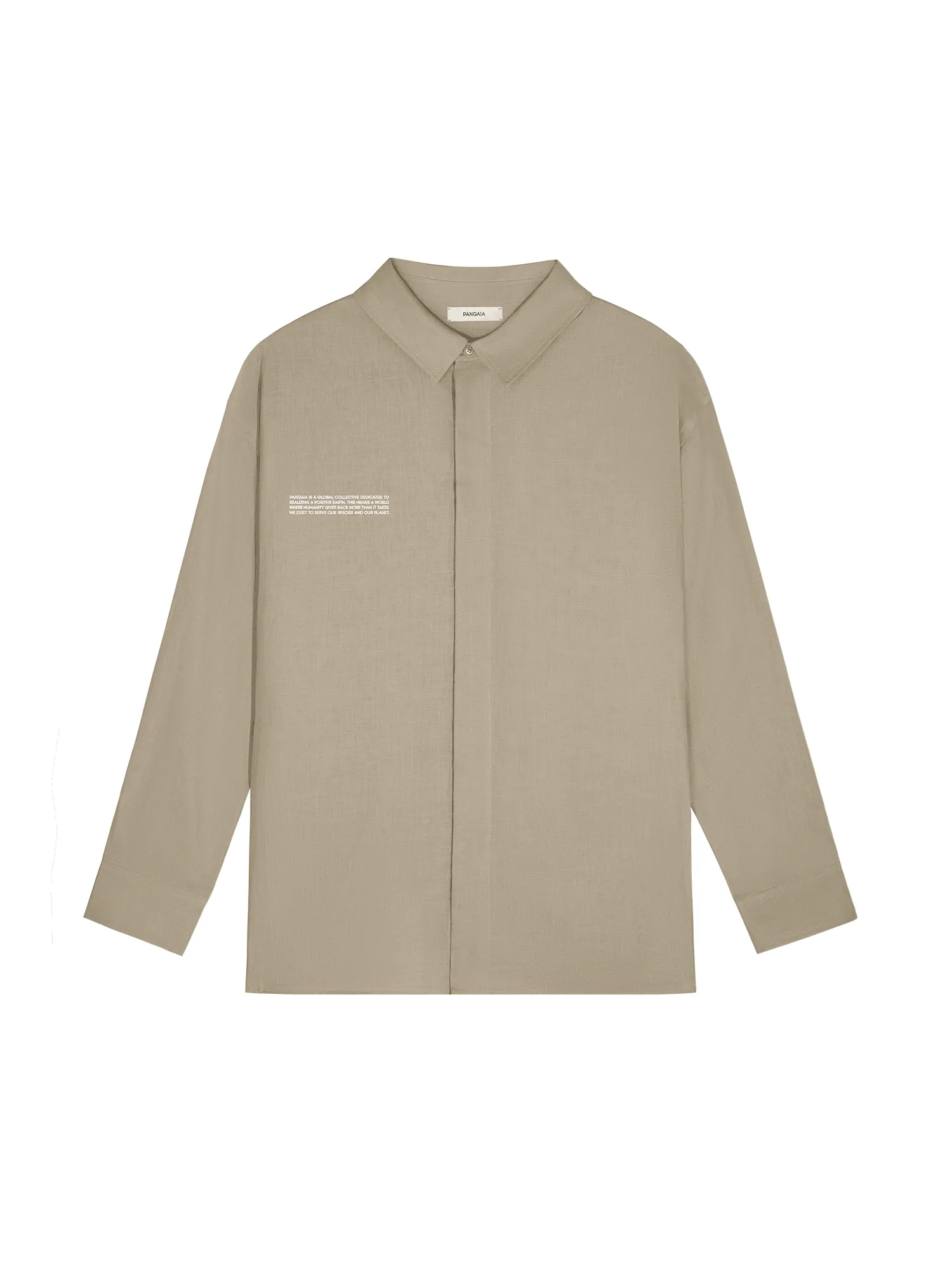 Mens DNA Linen Collared Long Sleeve Shirt—cliff beige sold by Pangaia