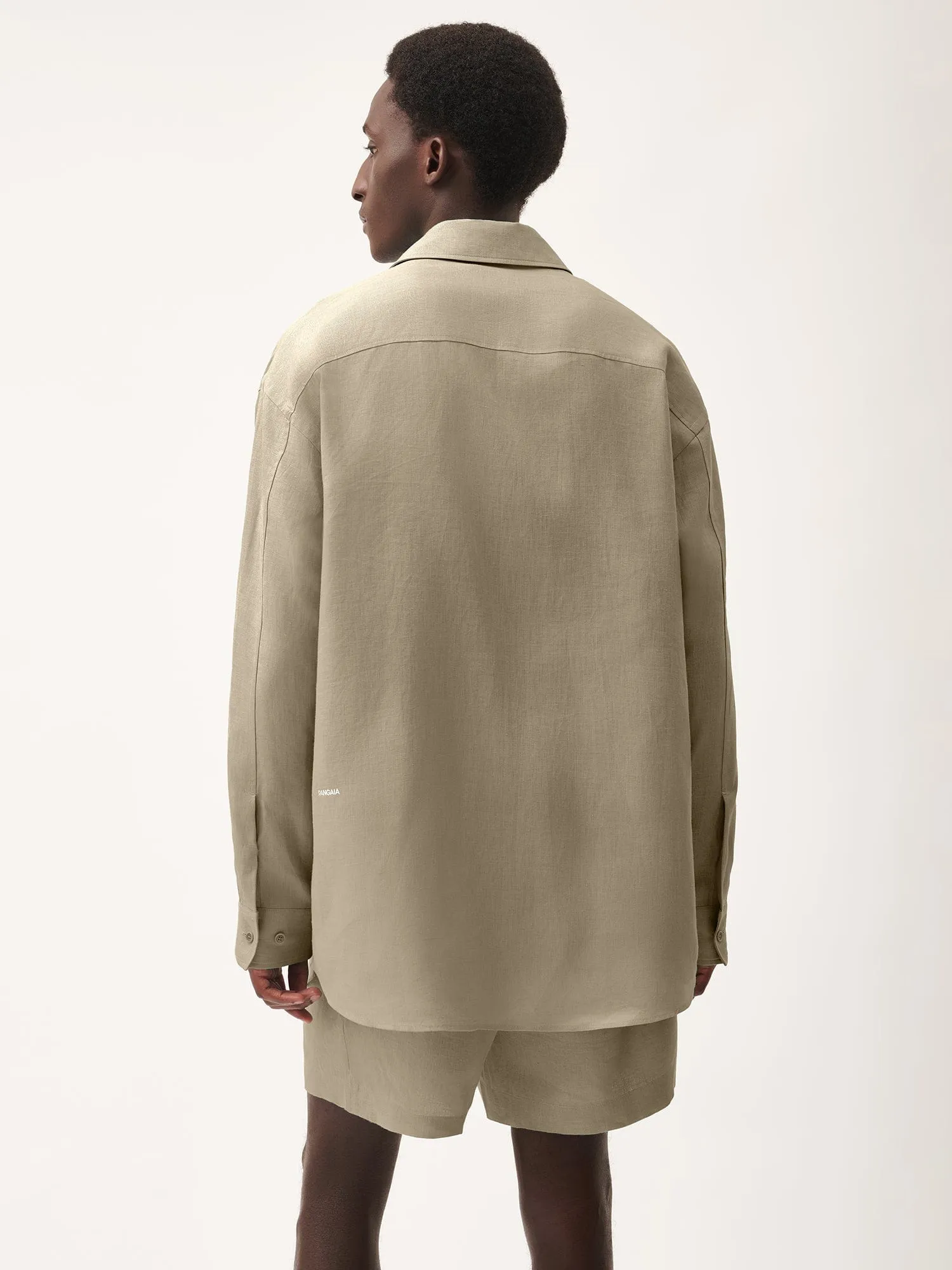 Mens DNA Linen Collared Long Sleeve Shirt—cliff beige sold by Pangaia product image thumbnail 3