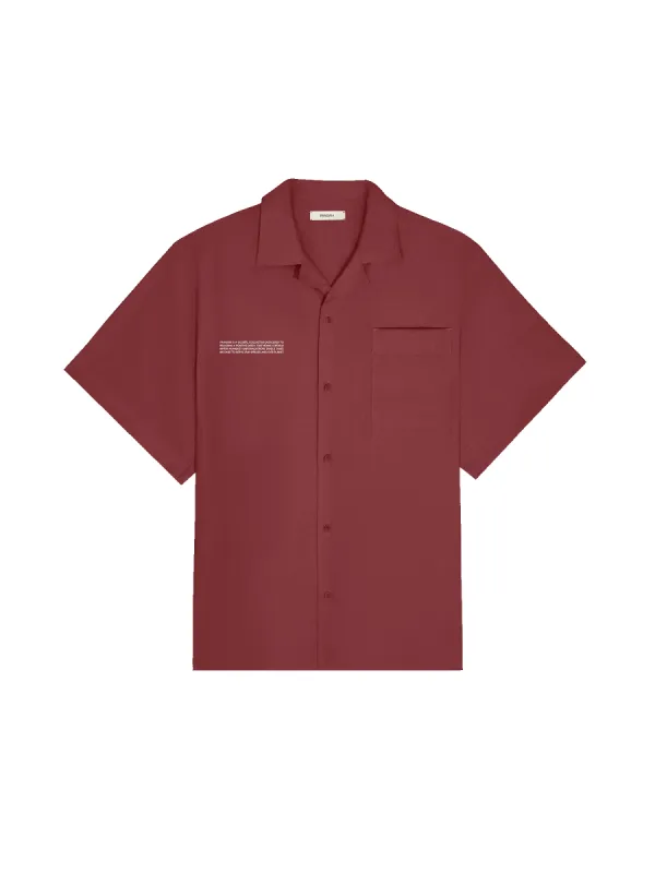 Mens DNA Linen Camp Collar Shirt—garnet red sold by Pangaia