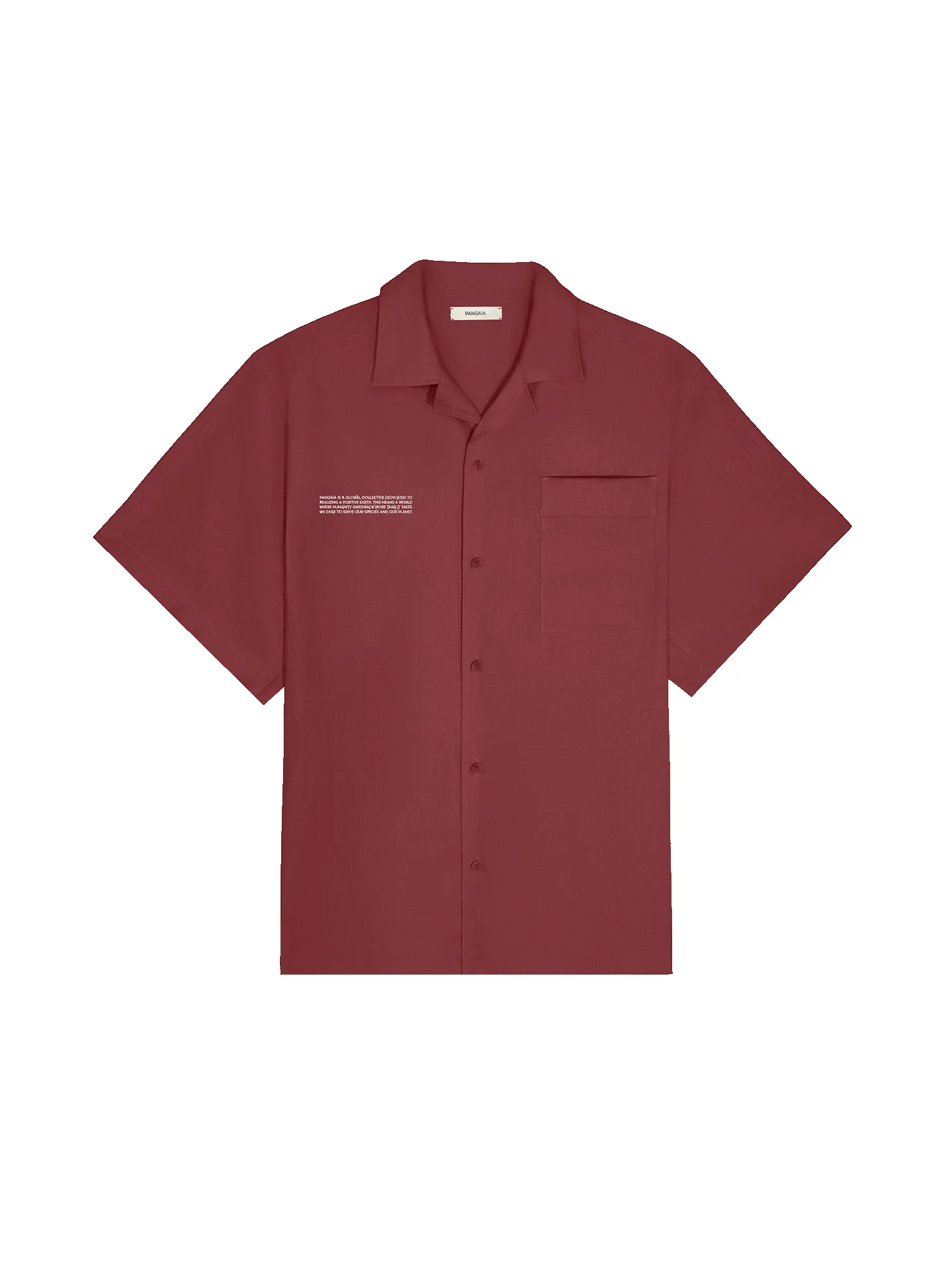 Mens DNA Linen Camp Collar Shirt—garnet red sold by Pangaia