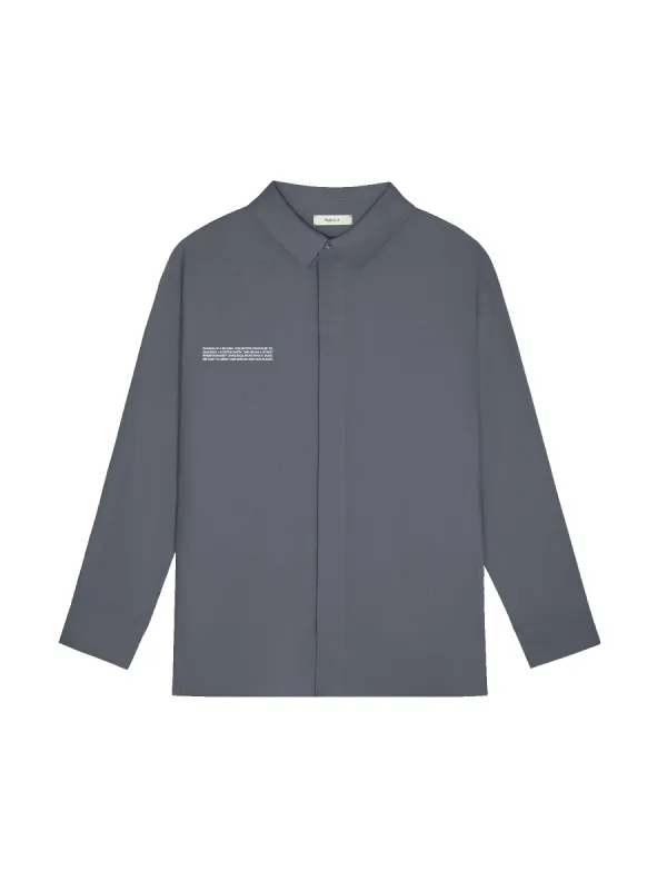 Mens DNA Linen Collared Long Sleeve Shirt—atmosphere grey sold by Pangaia