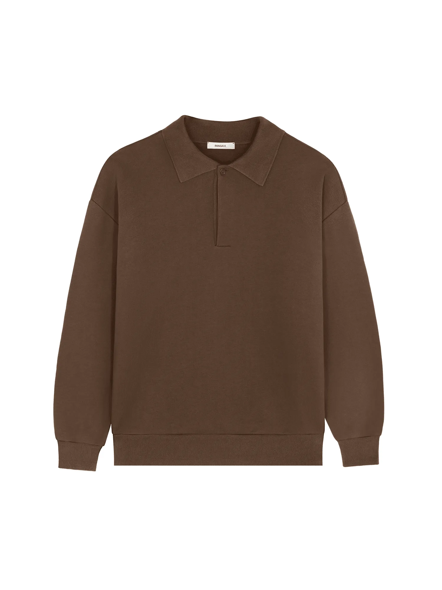 Mens DNA Heavyweight Polo Sweatshirt—cacoa brown sold by Pangaia