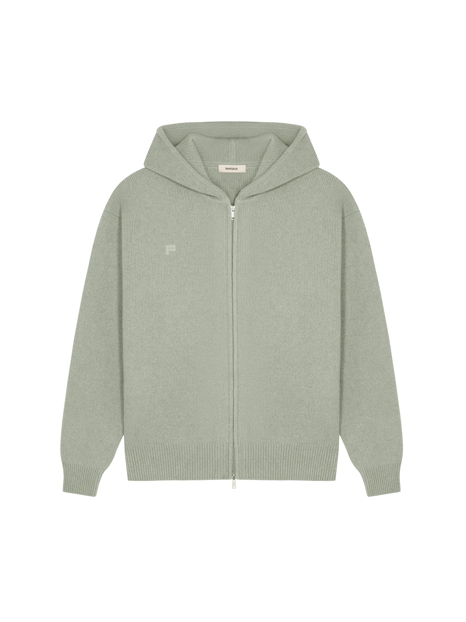 Womens DNA Recycled Cashmere Zipped Hoodie—moss green sold by Pangaia