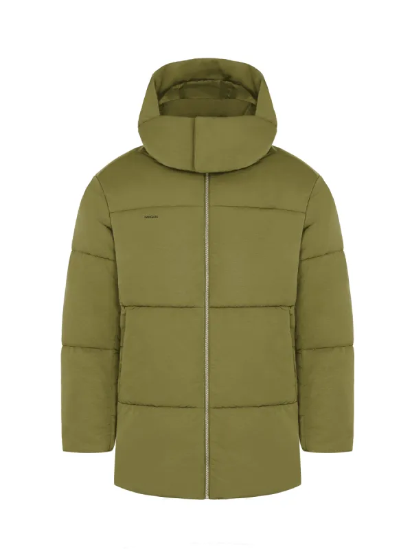 Mens DNA Flower-Warmth Long Puffer—highland green sold by Pangaia