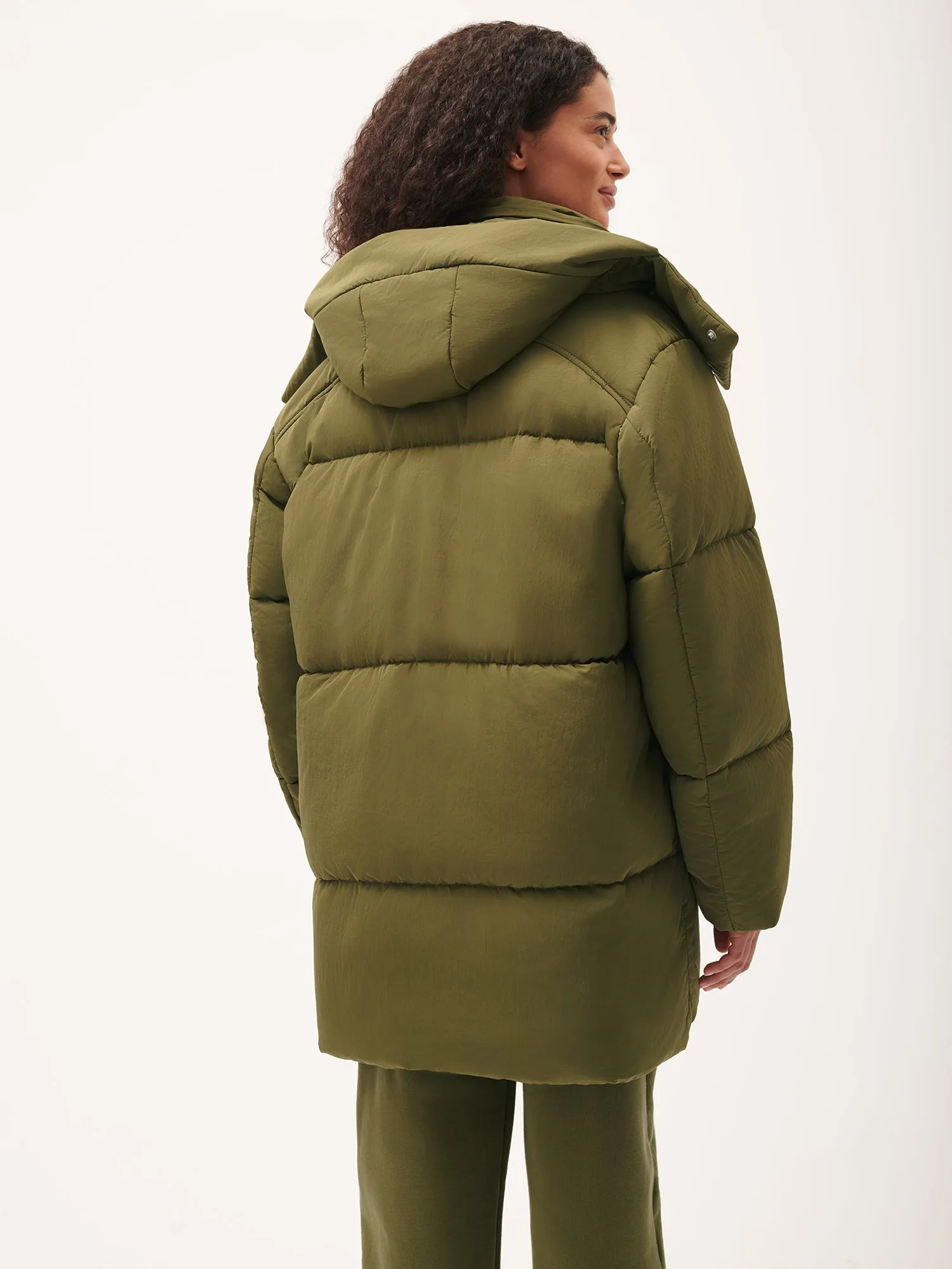 Women's DNA Flower-Warmth Long Puffer—highland green sold by Pangaia product image thumbnail 3