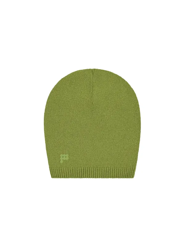 Recycled Cashmere Beanie—grass green sold by Pangaia