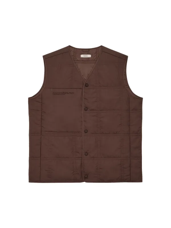 Womens Flower-Warmth Quilted Gilet—chestnut brown sold by Pangaia