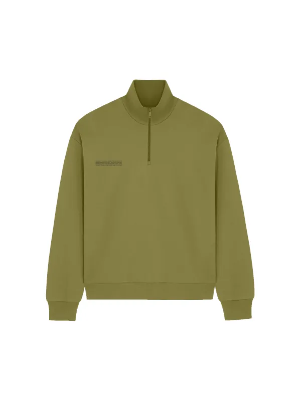 Mens Double Jersey Half Zip Sweatshirt—highland green sold by Pangaia
