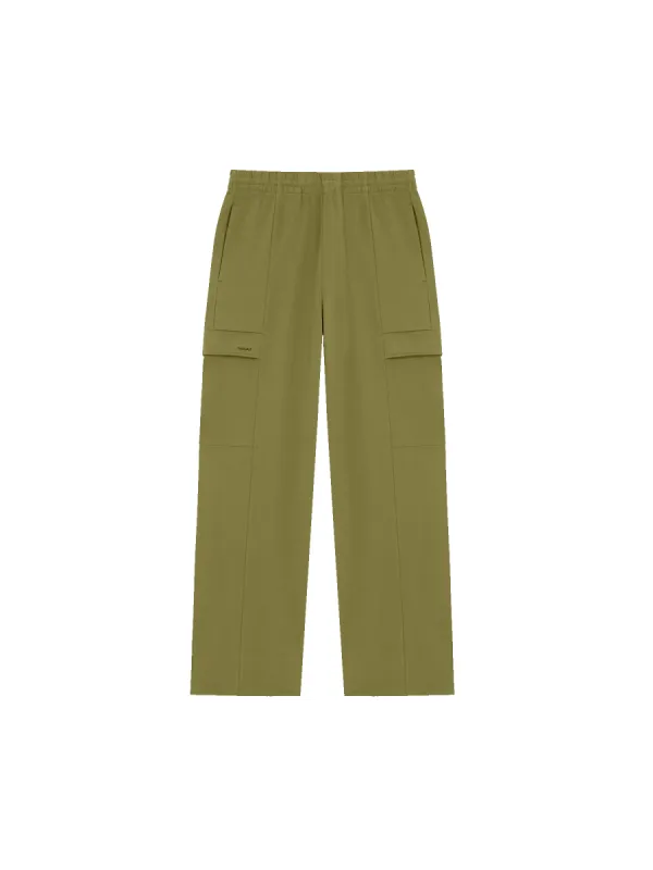 Mens Double Jersey Cargo Trousers—highland green sold by Pangaia