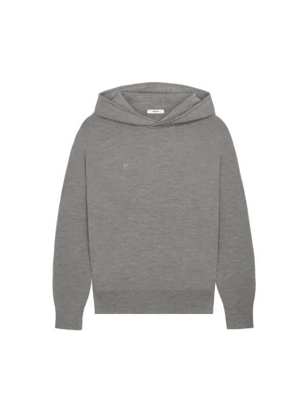 Womens DNA Regenerative Merino Wool Hoodie—grey marl sold by Pangaia