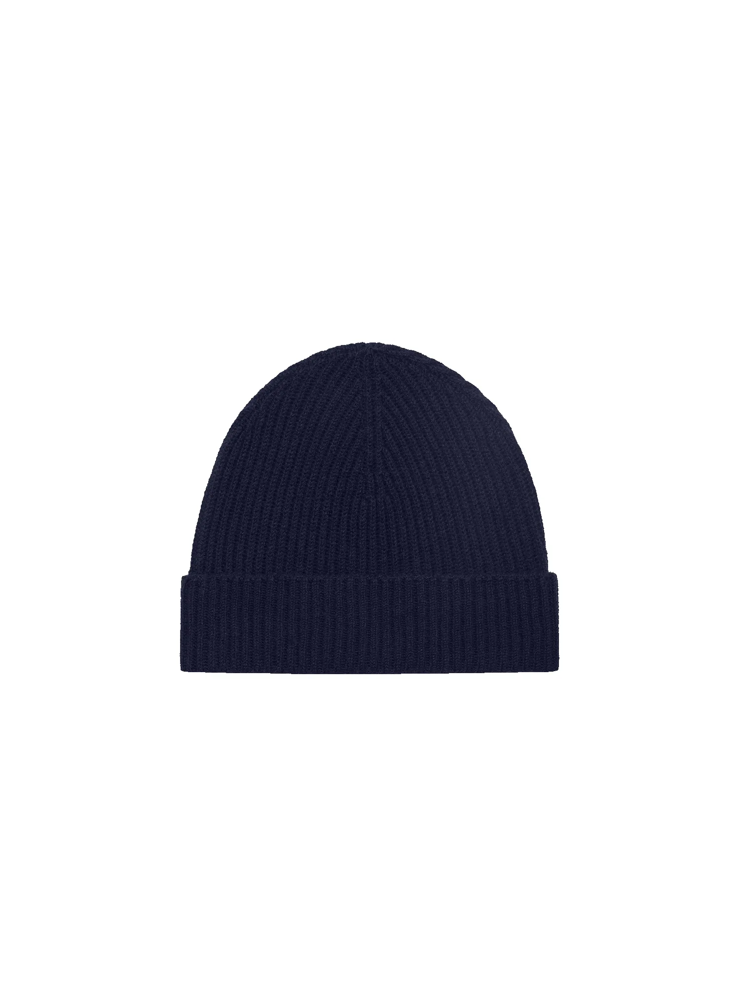 Cashmere Ribbed Beanie—dark navy sold by Pangaia