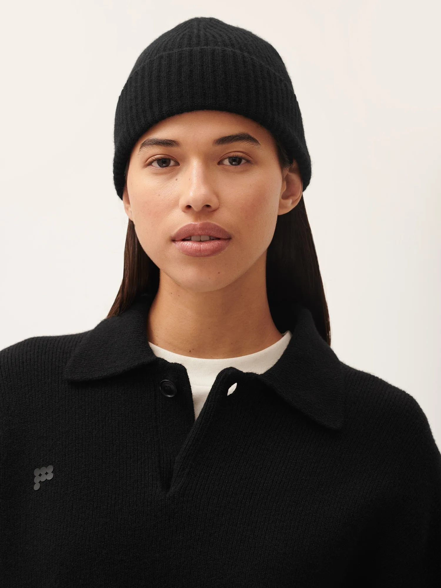 Cashmere Ribbed Beanie—black sold by Pangaia product image thumbnail 3