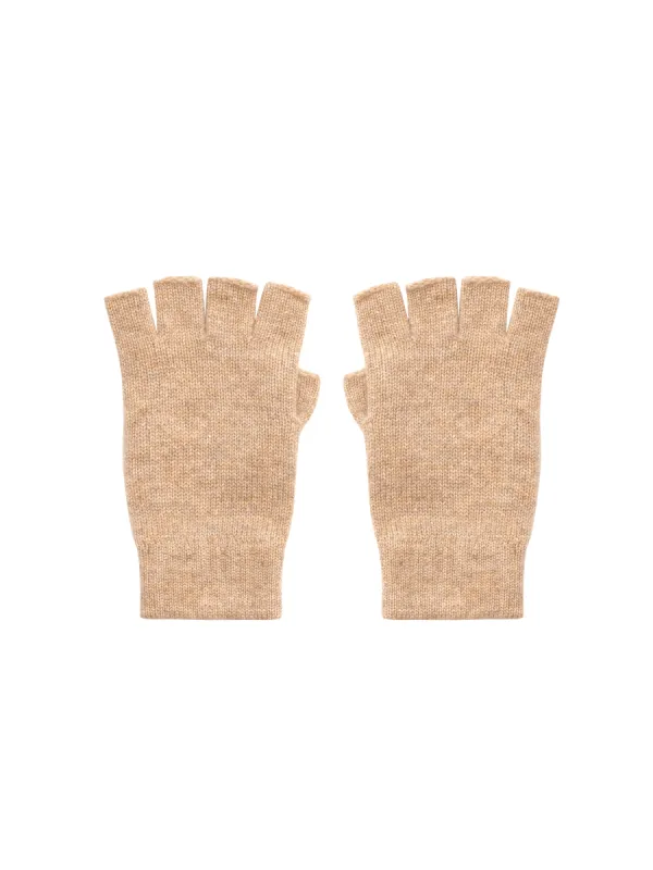 Cashmere Fingerless Gloves—oatmeal sold by Pangaia