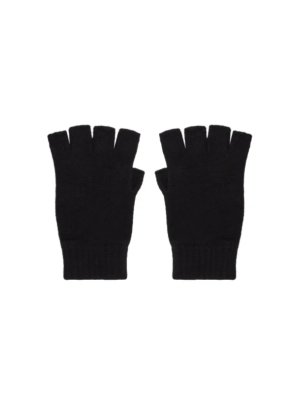 Cashmere Fingerless Gloves—black sold by Pangaia