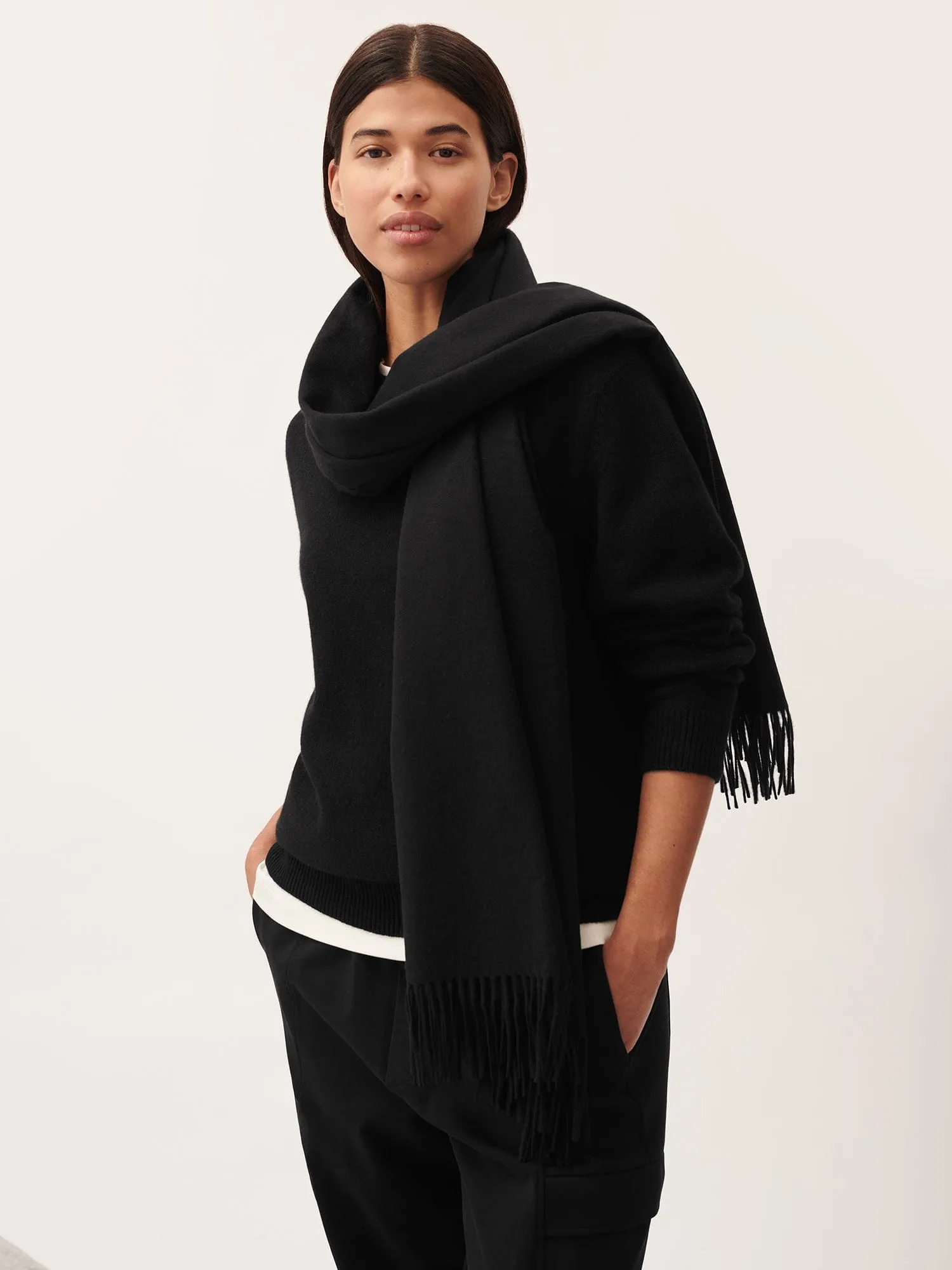 Cashmere Plain Stole—black sold by Pangaia product image thumbnail 3