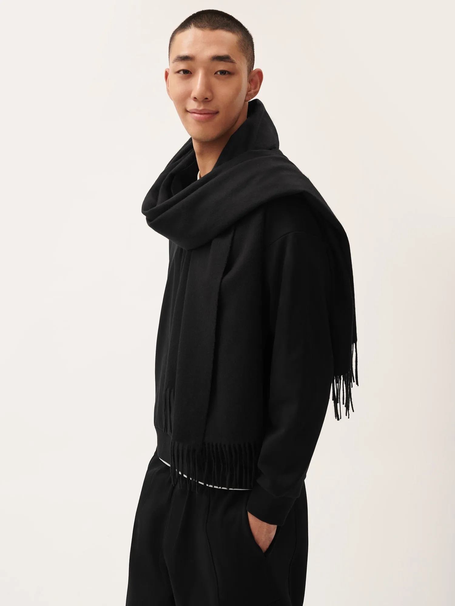 Cashmere Plain Stole—black sold by Pangaia product image thumbnail 2