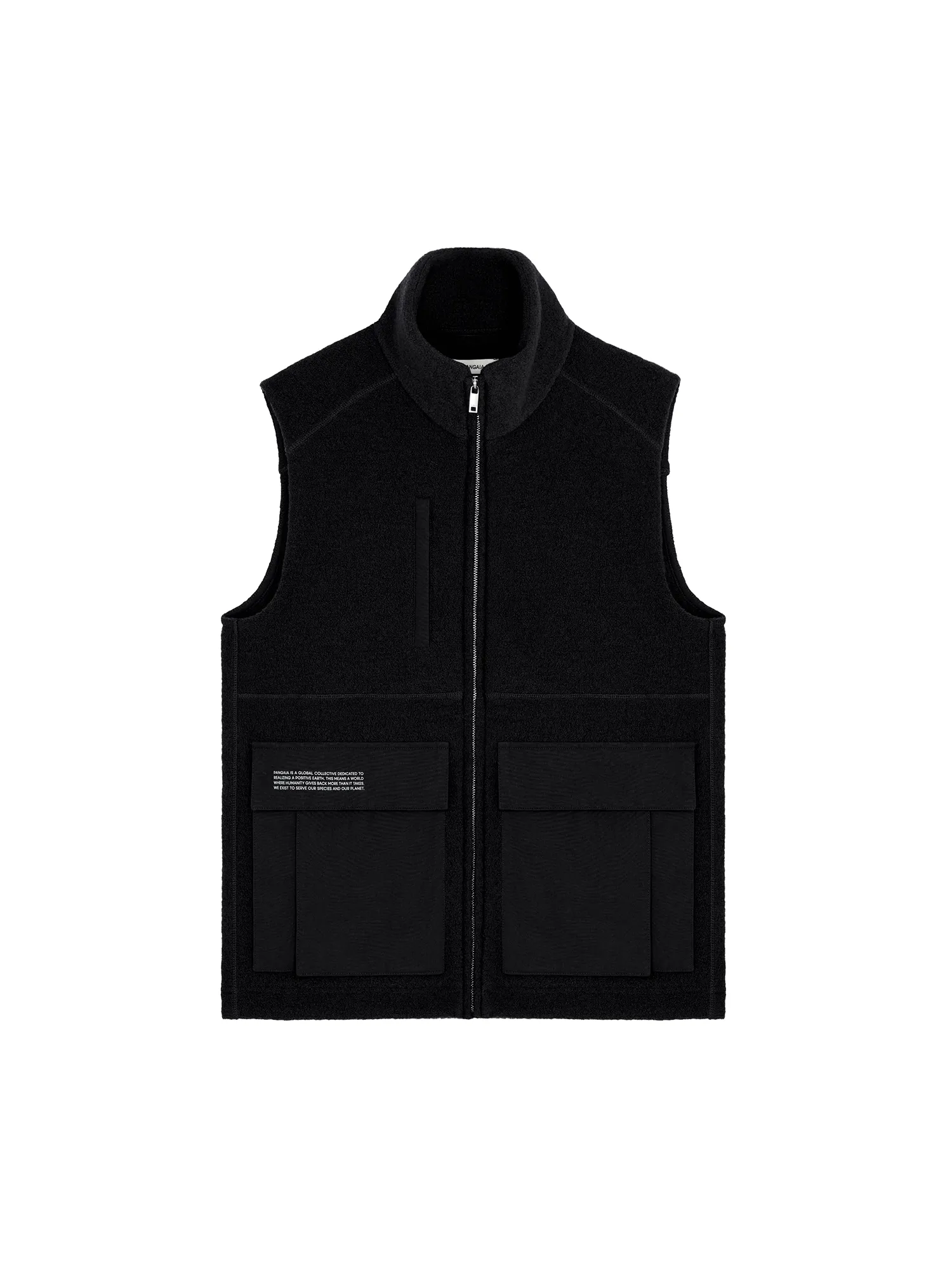Womens DNA Utility Wool Gilet—black sold by Pangaia