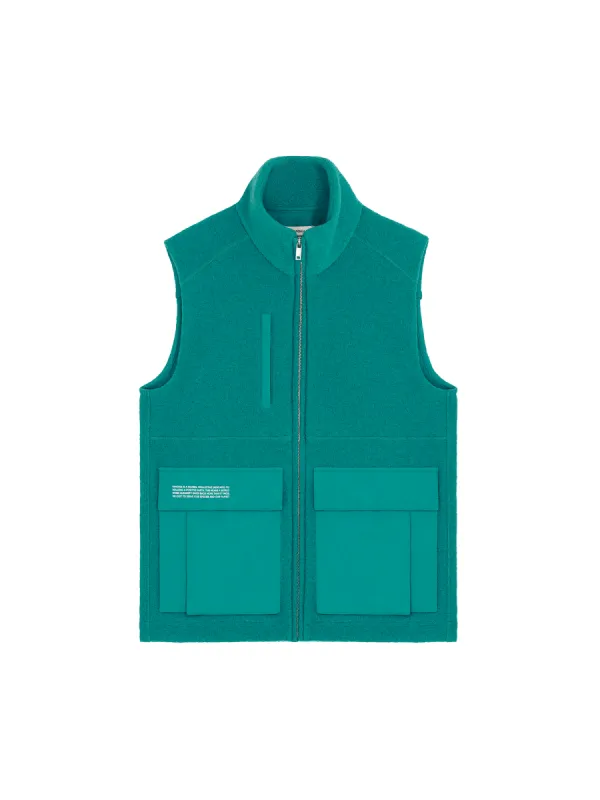 Women's DNA Utility Wool Gilet—scarab teal sold by Pangaia